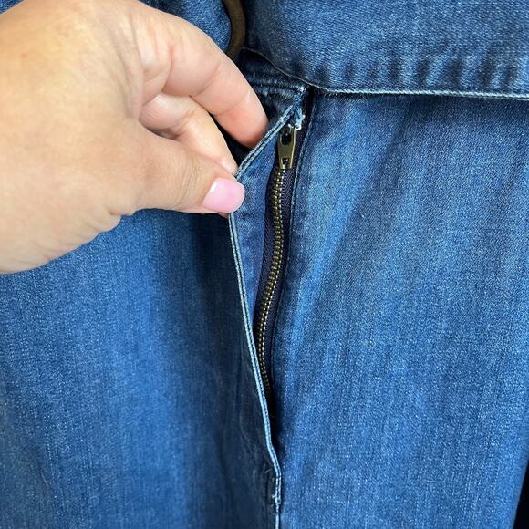 Y2K Wide Leg Womens Denim Jumpsuit Size M Blue Concert Festival Boho High Waist - Picture 4 of 9